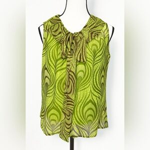ANTONIO MELANI Lime and Olive Patterned Blouse